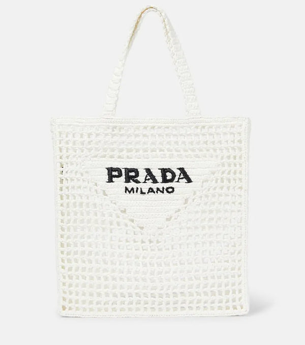 Prada Logo raffia tote bag | LYBSTORE