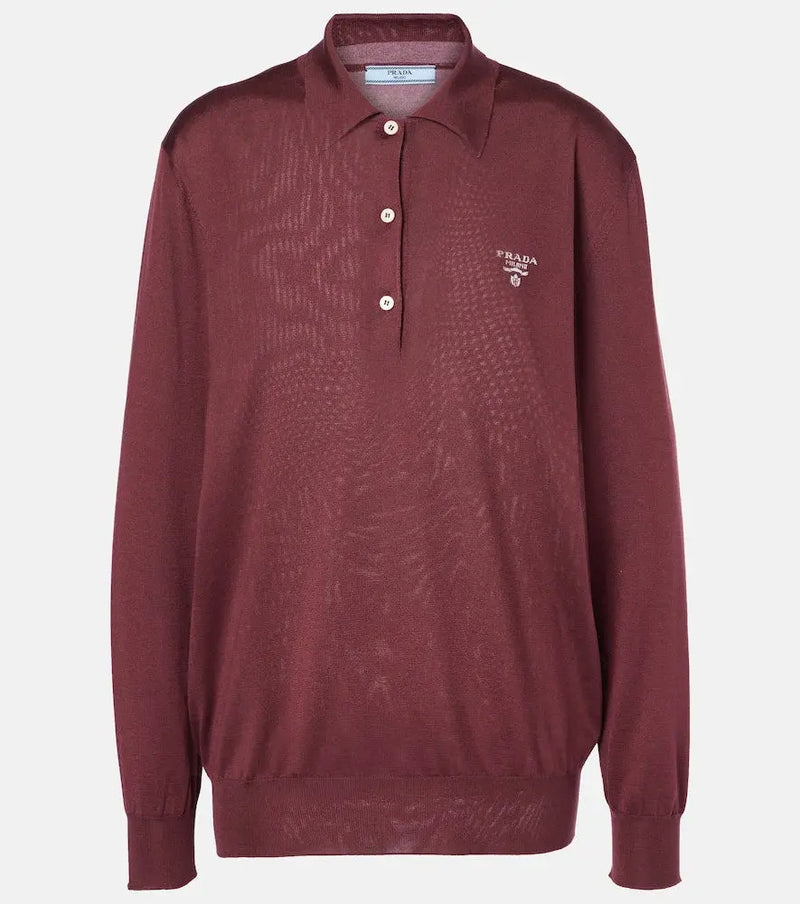 Prada Logo silk polo shirt