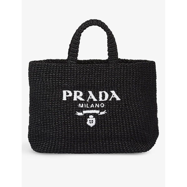 Prada Logo-stamped crochet tote bag | LYBSTORE