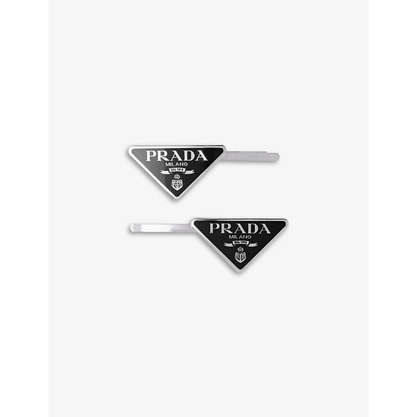 Prada Logo triangle hair clips set of two | LYBSTORE