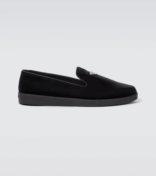 Prada Logo velvet loafers | LYBSTORE