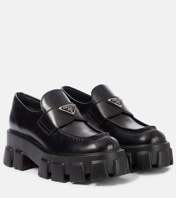 Prada Monolith brushed leather loafers | LYBSTORE