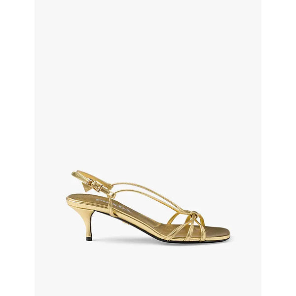 Prada Mordoré metallic-leather heeled sandals