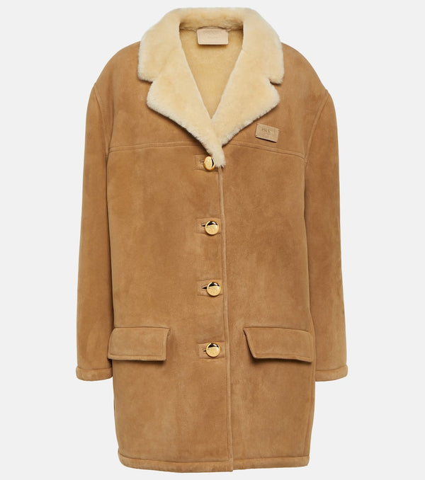 Prada Oversized shearling-trimmed suede coat