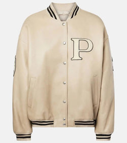 Prada Patch-appliqué padded leather varsity jacket