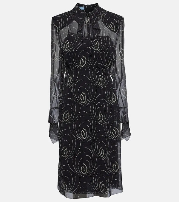 Prada Printed georgette midi dress | LYBSTORE