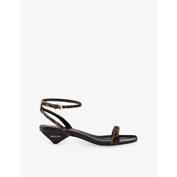 Prada Printed varnished-heel leather sandals