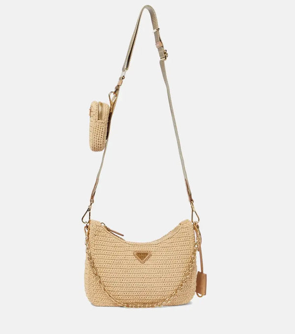 Prada Re-Edition 2005 Small raffia shoulder bag | LYBSTORE