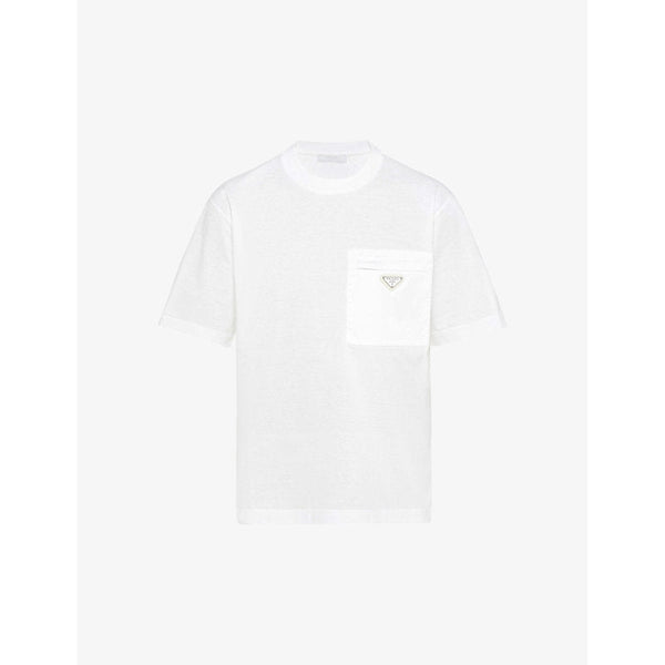 Prada Re-Nylon brand-plaque cotton and recycled-nylon T-shirt | LYBSTORE