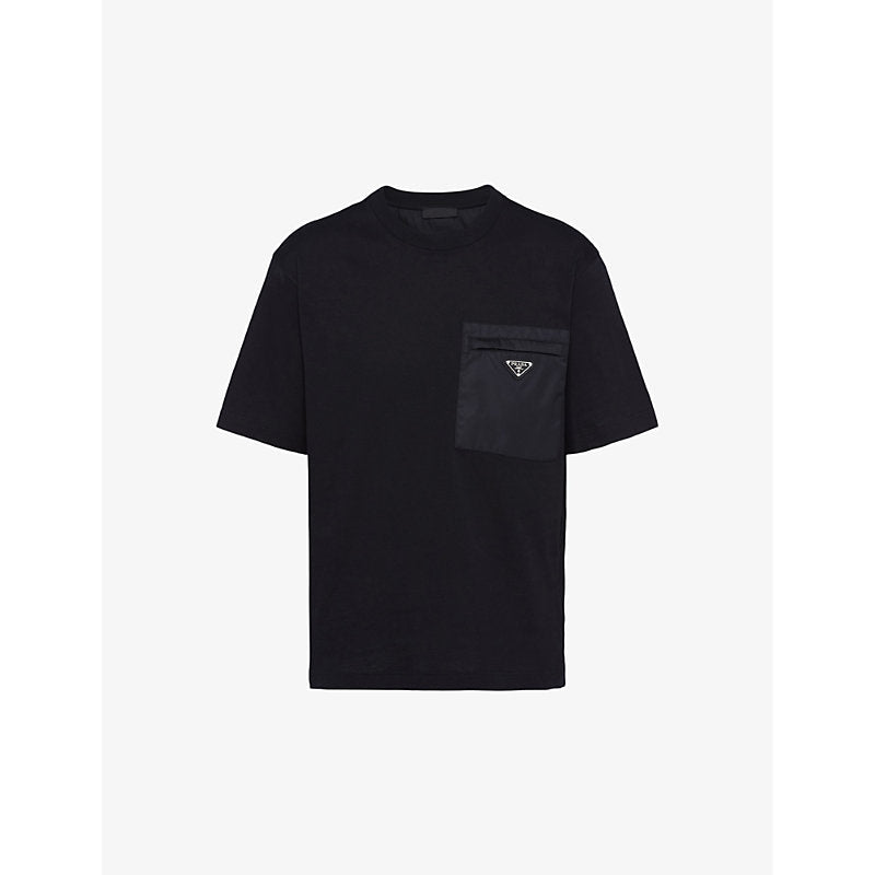 Prada Re-Nylon brand-plaque cotton and recycled-nylon T-shirt