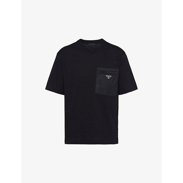 Prada Re-Nylon brand-plaque cotton and recycled-nylon T-shirt | LYBSTORE