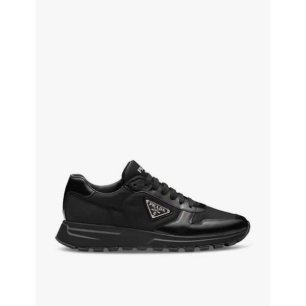 Mens Prada Re-Nylon brand-plaque leather and recycled-nylon low-top trainers