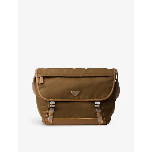 Prada Re-Nylon brand-plaque recycled-nylon and leather shoulder bag | Prada