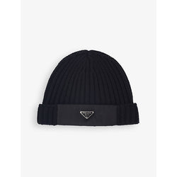 Womens Prada Re-Nylon branded wool hat