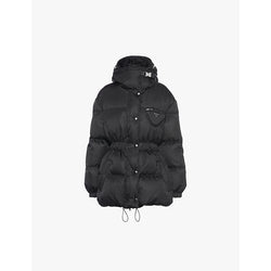 Womens Prada Re-Nylon hooded recycled nylon-down jacket