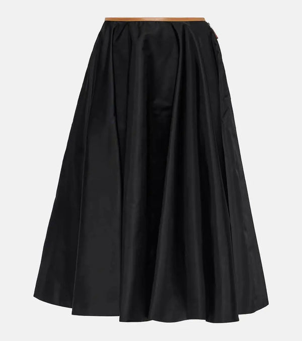 Prada Re-Nylon leather-trimmed midi skirt | LYBSTORE