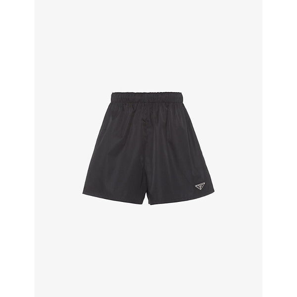 Womens Prada Re-Nylon logo-plaque recycled-nylon shorts