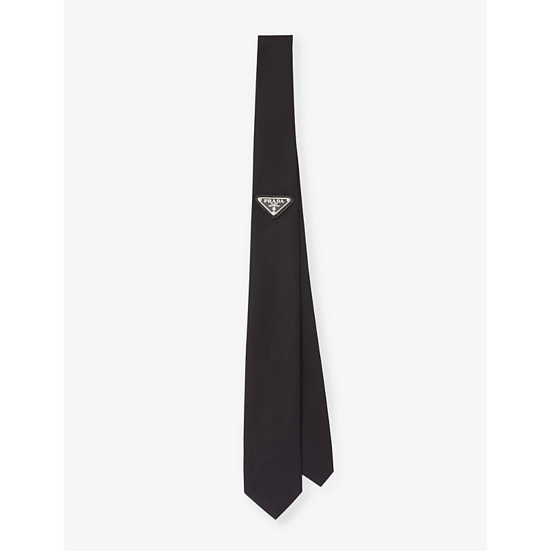 Mens Prada Re-Nylon logo-plaque recycled-nylon tie