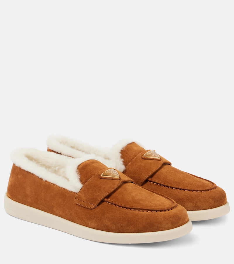 Prada Saint Tropez shearling-lined suede loafers