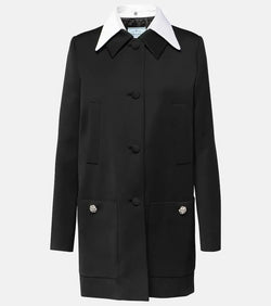 Prada Satin-trimmed virgin wool coat | LYBSTORE