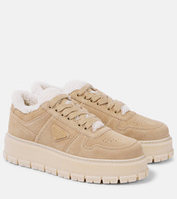 Prada Shearling-lined suede sneakers