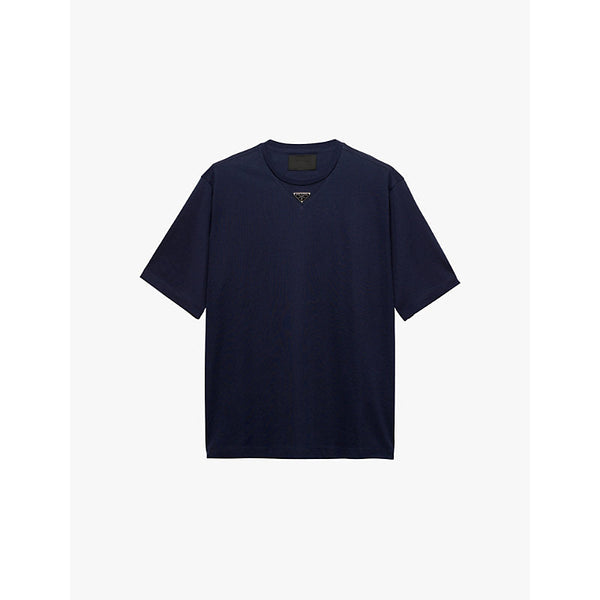 Mens Prada Short-sleeved logo-tab cotton-jersey T-shirt