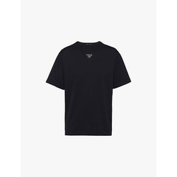 Prada Short-sleeved logo-tab cotton-jersey T-shirt