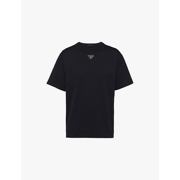 Mens Prada Short-sleeved logo-tab cotton-jersey T-shirt