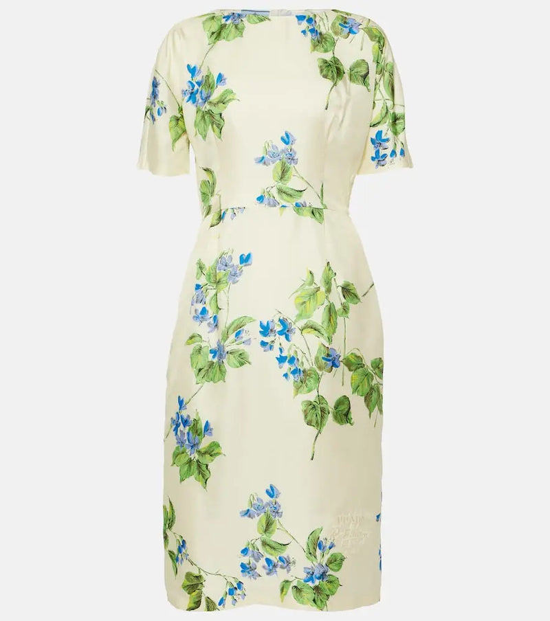 Prada Silk-blend midi dress | LYBSTORE