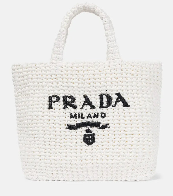 Prada Small logo crochet tote bag | LYBSTORE