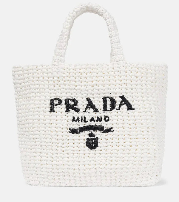 Prada Small logo crochet tote bag | LYBSTORE