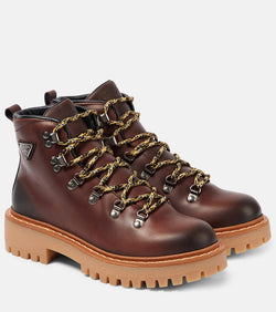 Prada St. Moritz leather lace-up boots