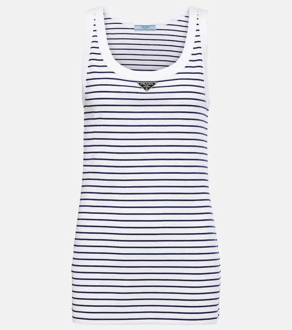 Prada Striped cotton jersey tank top | LYBSTORE