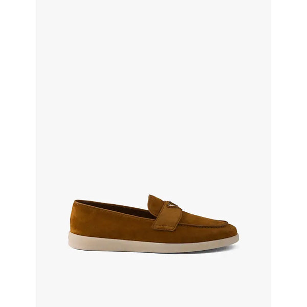 Prada Triangle-plaque suede loafers