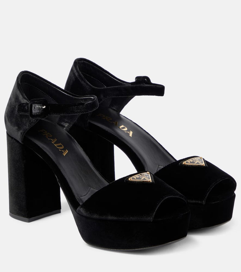 Prada Velvet platform sandals