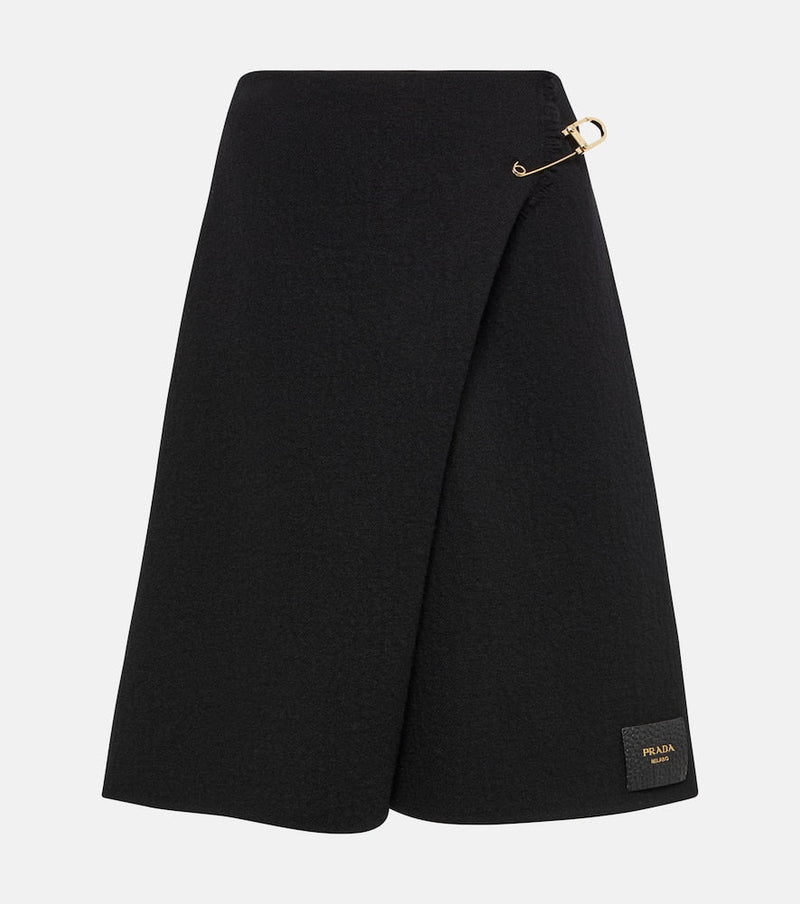 Prada Wool-blend wrap miniskirt