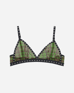 Priscavera Tartan Studded Bra Green