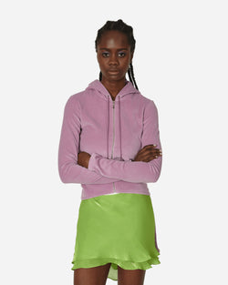 Priscavera Velour Ruched Zip-Up Hoodie Lavender