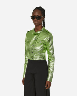 Priscavera Cropped Moto Jacket Wasabi