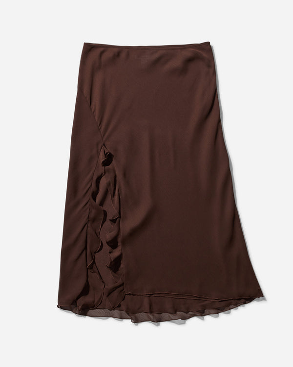 Priscavera Women s High Slit Ruffle Skirt Chocolate