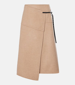 Proenza Schouler Aida leather-trimmed wool wrap skirt