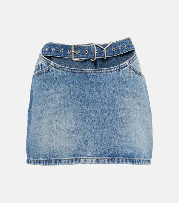 Y/Project Cut-out denim miniskirt | LYBSTORE