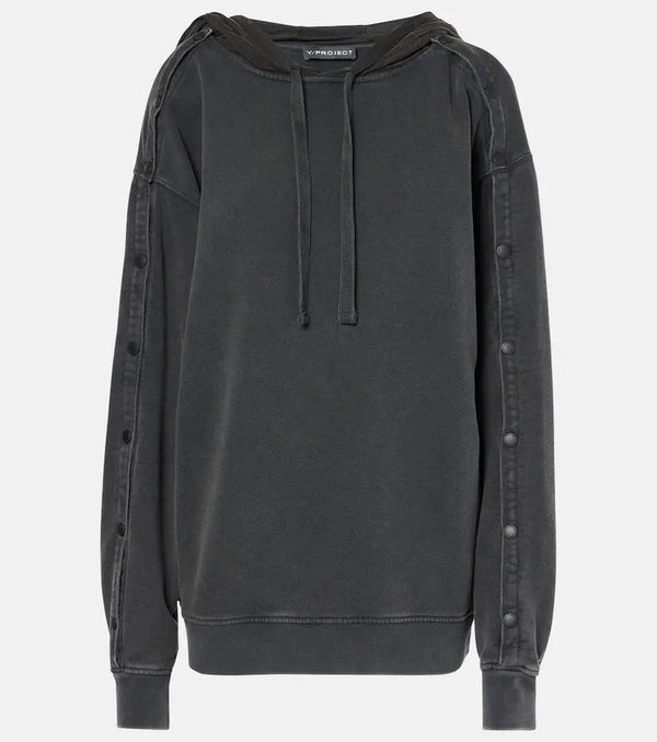 Y/Project Snap oversized cotton jersey hoodie | LYBSTORE