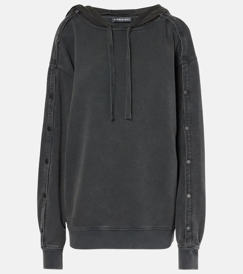 Y/Project Snap oversized cotton jersey hoodie | LYBSTORE