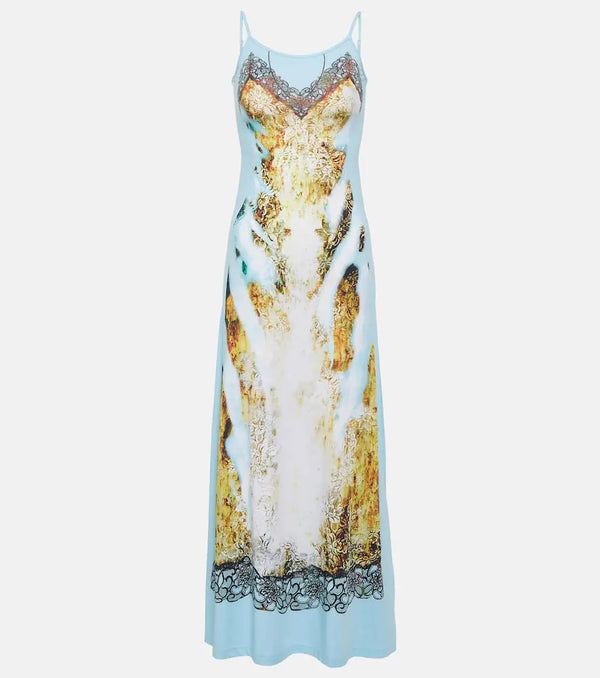 Y/Project Printed lace-detail maxi dress | LYBSTORE