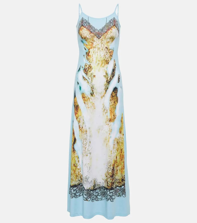 Y/Project Printed lace-detail maxi dress | LYBSTORE