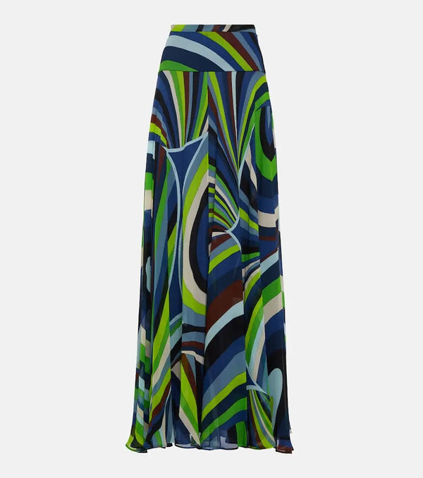 Pucci Iride silk chiffon maxi skirt | LYBSTORE