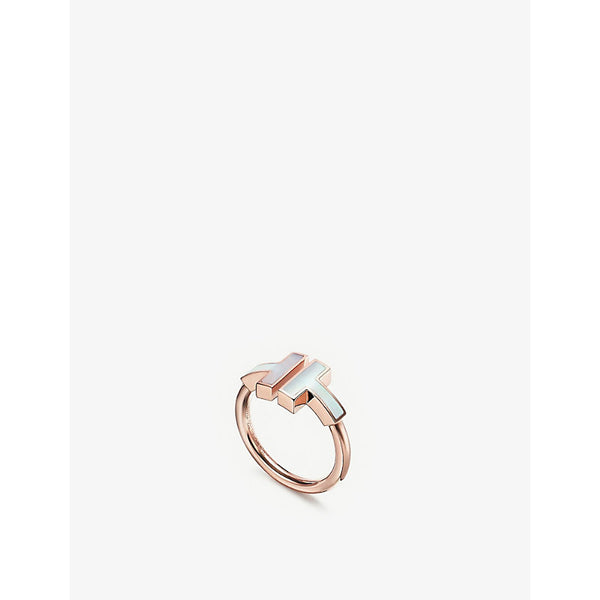 Tiffany & Co Tiffany T Square 18ct rose-gold and mother-of-pearl ring