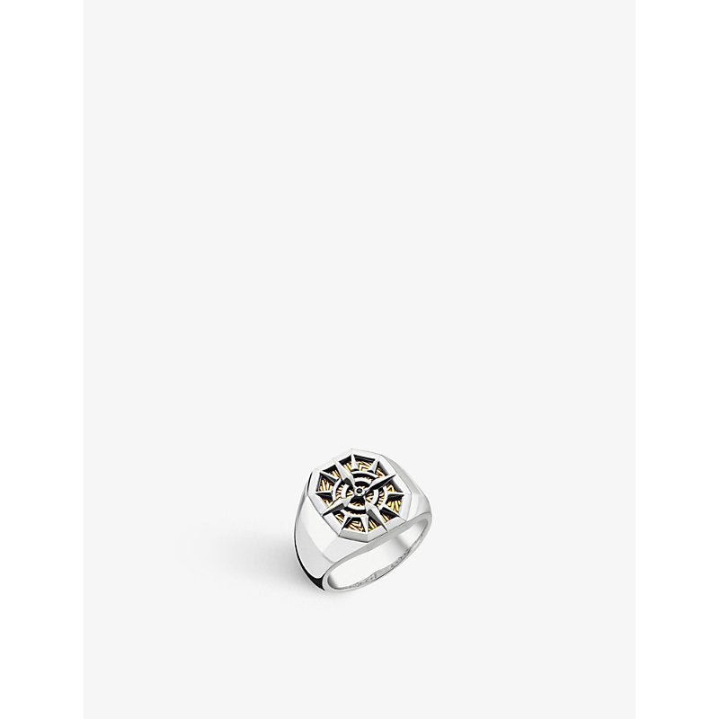 Thomas Sabo Compass 18ct yellow gold-plated, sterling-silver and zirconia signet ring