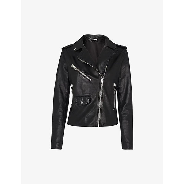 Whistles Agnes zip-through sheepskin-leather biker jacket